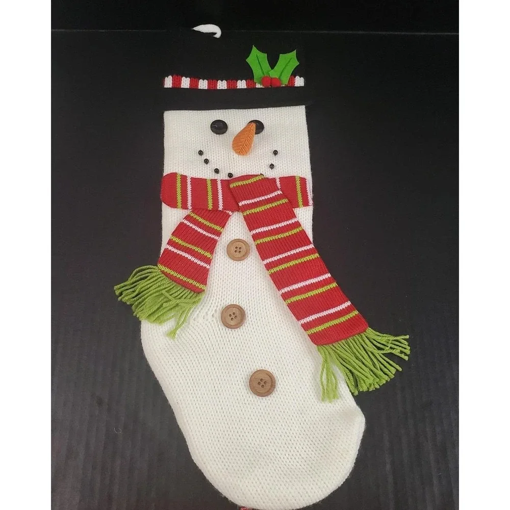 Christmas Snowman Sweater Knit with Button Eyes Scarf Top Hat 3D Carrot Nose 22